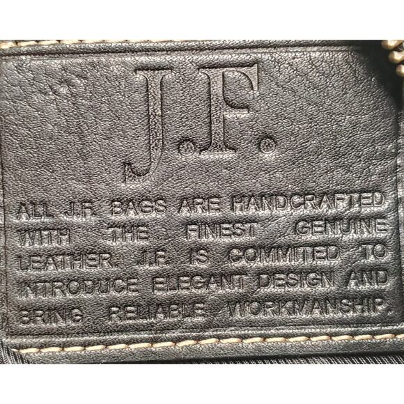 J.F. Fine Leather Shoulder Bag Brown Studded Y2K Flap Snap Outside Zip 6x11 inch - Picture 2 of 11